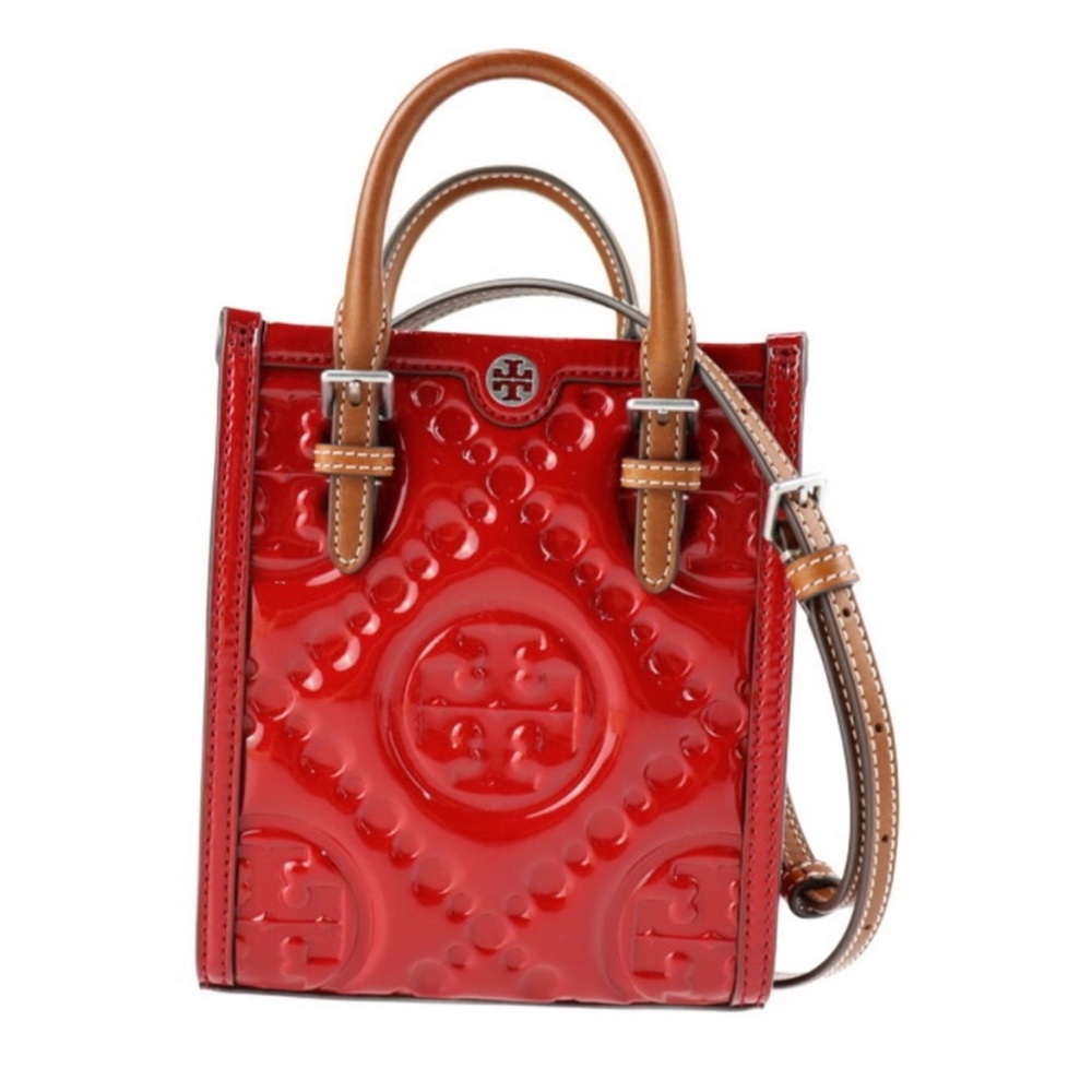 Tory Burch Red Patent Leather Tote Bag